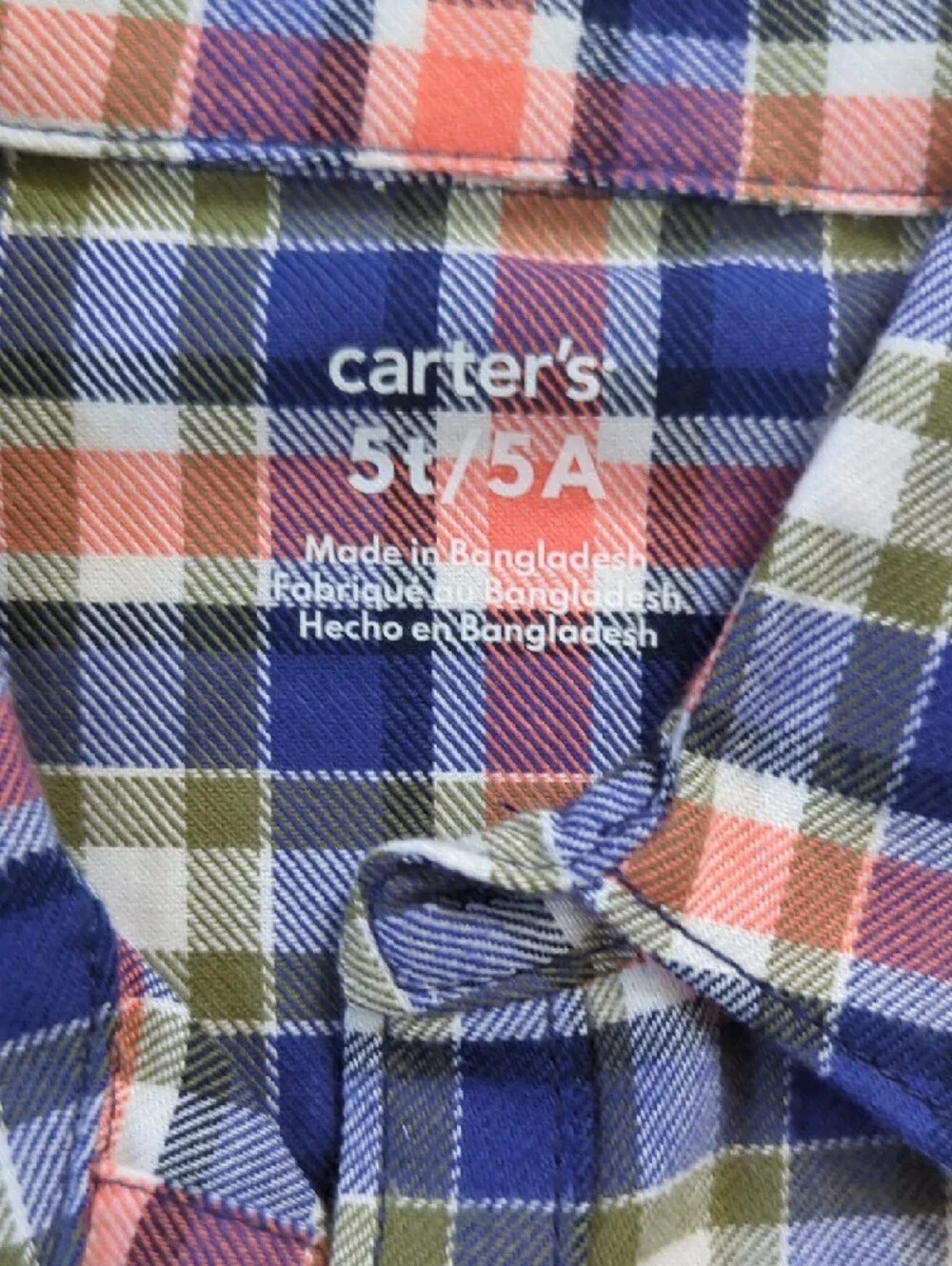NWT Carter's Plaid Button-Down Shirt Size 5T